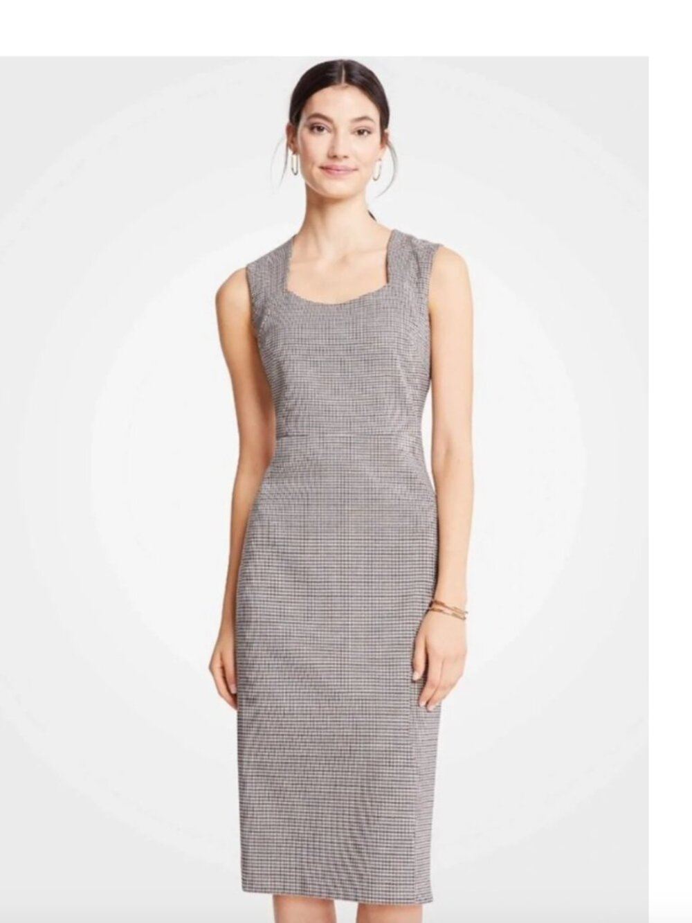Ann Taylor - Houndstooth Exposed-zipper Dress  SZ: 14